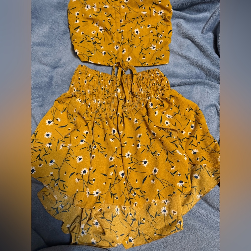 Floral Yellow Two-Piece Set